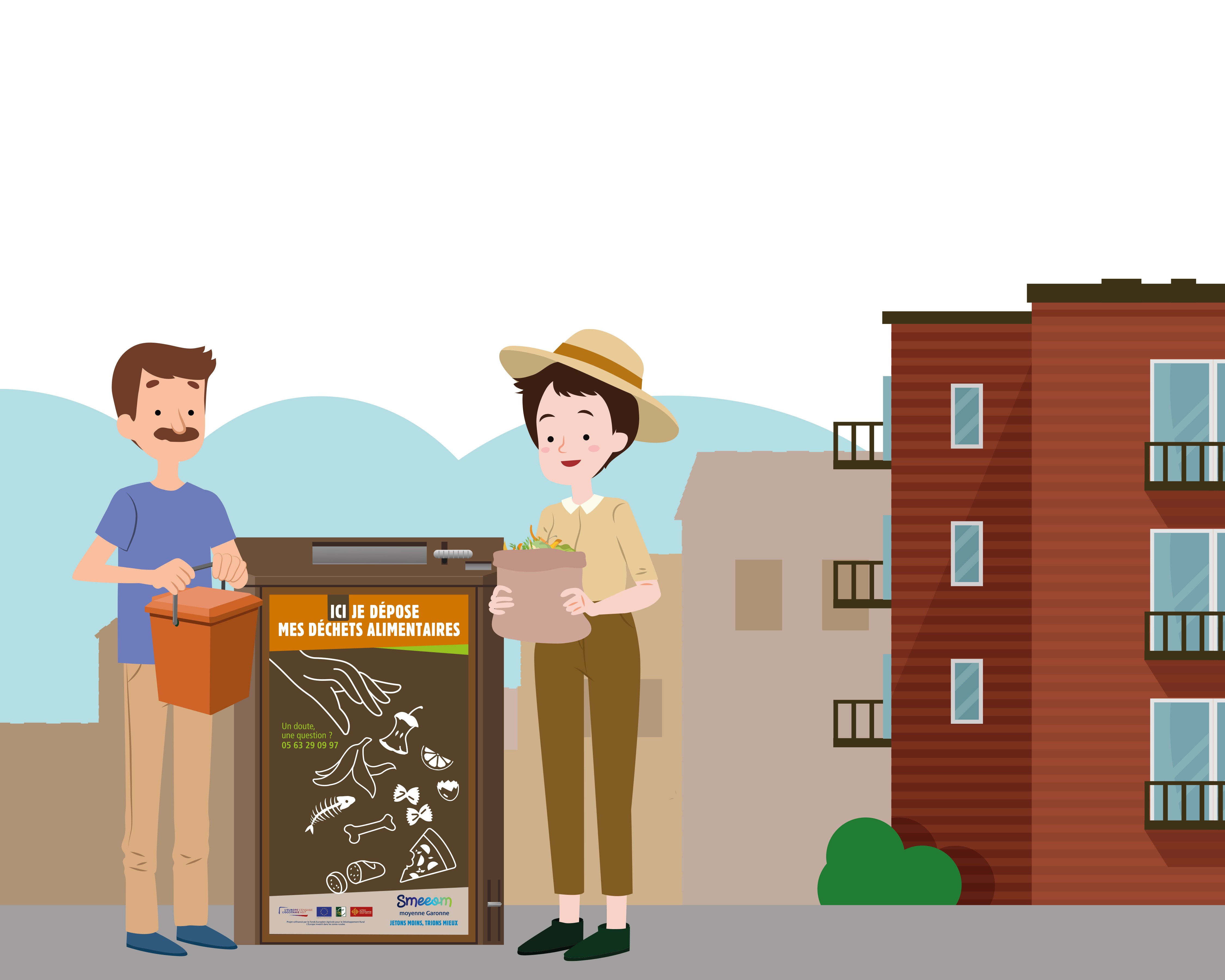 Borne pour déposer les déchets alimentaires Borne pour déposer les déchets alimentaires